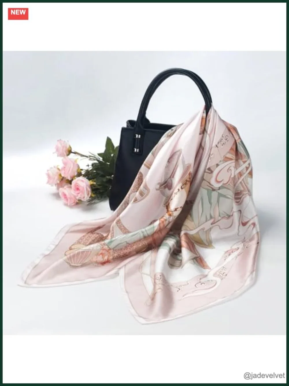 100% Mulberry Silk Large Square Scarf, Lightweight Hair Wrap & Shawl